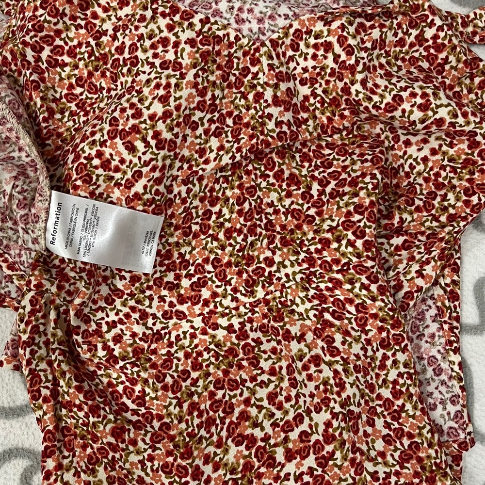 Reformation Red Floral Sweetheart Midi Dress - Picture 5 of 5